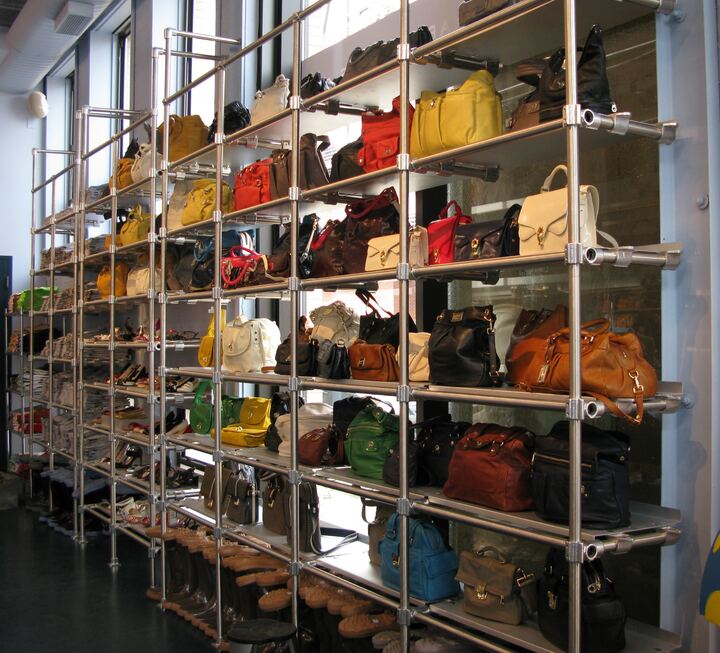Handbag shelving wall